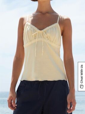 John Galt Brandy Melville Arden tank top cami babydoll lace yellow Y2K